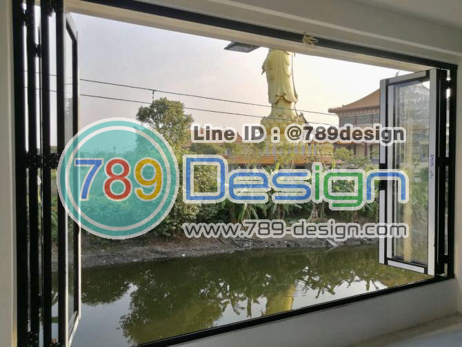 หน้าต่างบานเฟี้ยม เปิดกลางข้างละ3บาน มิเนียมสีลายไม้ หน้าต่างบานเฟี้ยม เปิดกลางข้างละ3บาน มิเนียมสีลายไม้