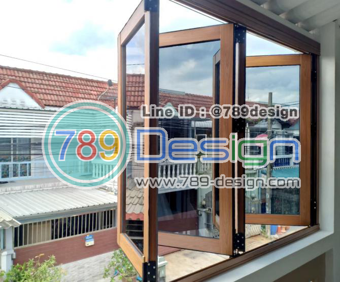 บานเฟี้ยม หน้าต่าง เปิดกลาง สีลายไม้ บานเฟี้ยม หน้าต่าง เปิดกลาง สีลายไม้